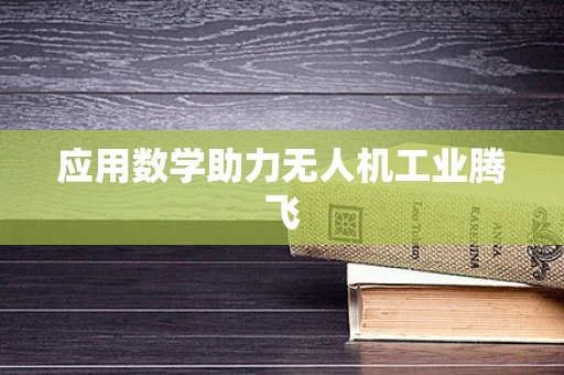 应用数学助力无人机工业腾飞