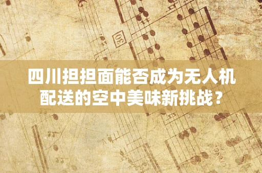 四川担担面能否成为无人机配送的空中美味新挑战？