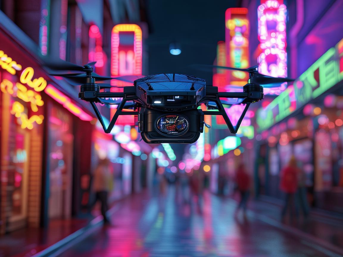 如何利用无人机在酒吧街霓虹灯中实现精准广告投放？