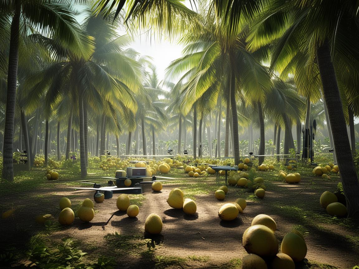 椰子林中的隐形守护者，无人机如何精准监测椰果成熟度？