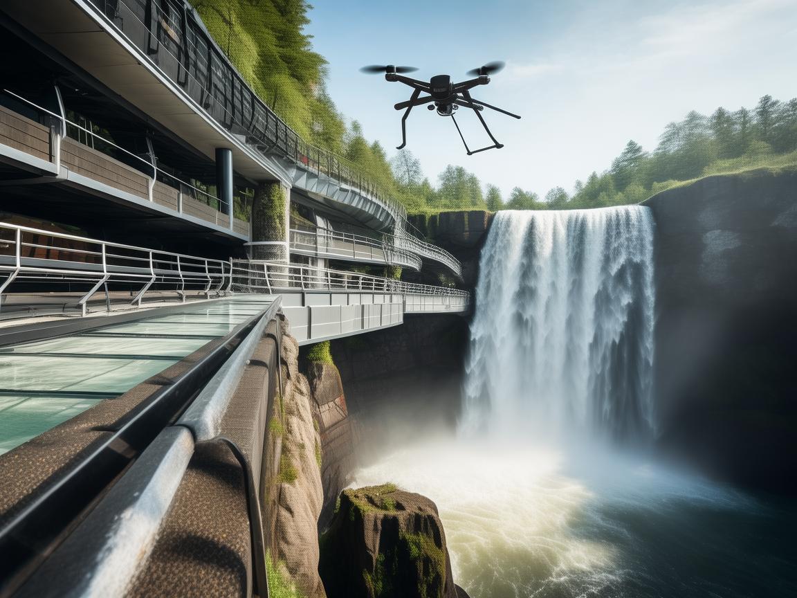 无人机助力瀑布观瀑台工业建设