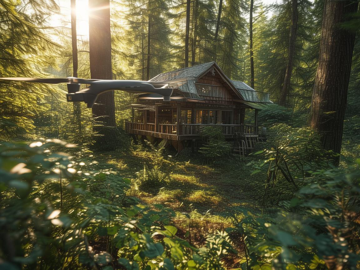 森林木屋监测新视角，无人机如何精准透视林间小屋？