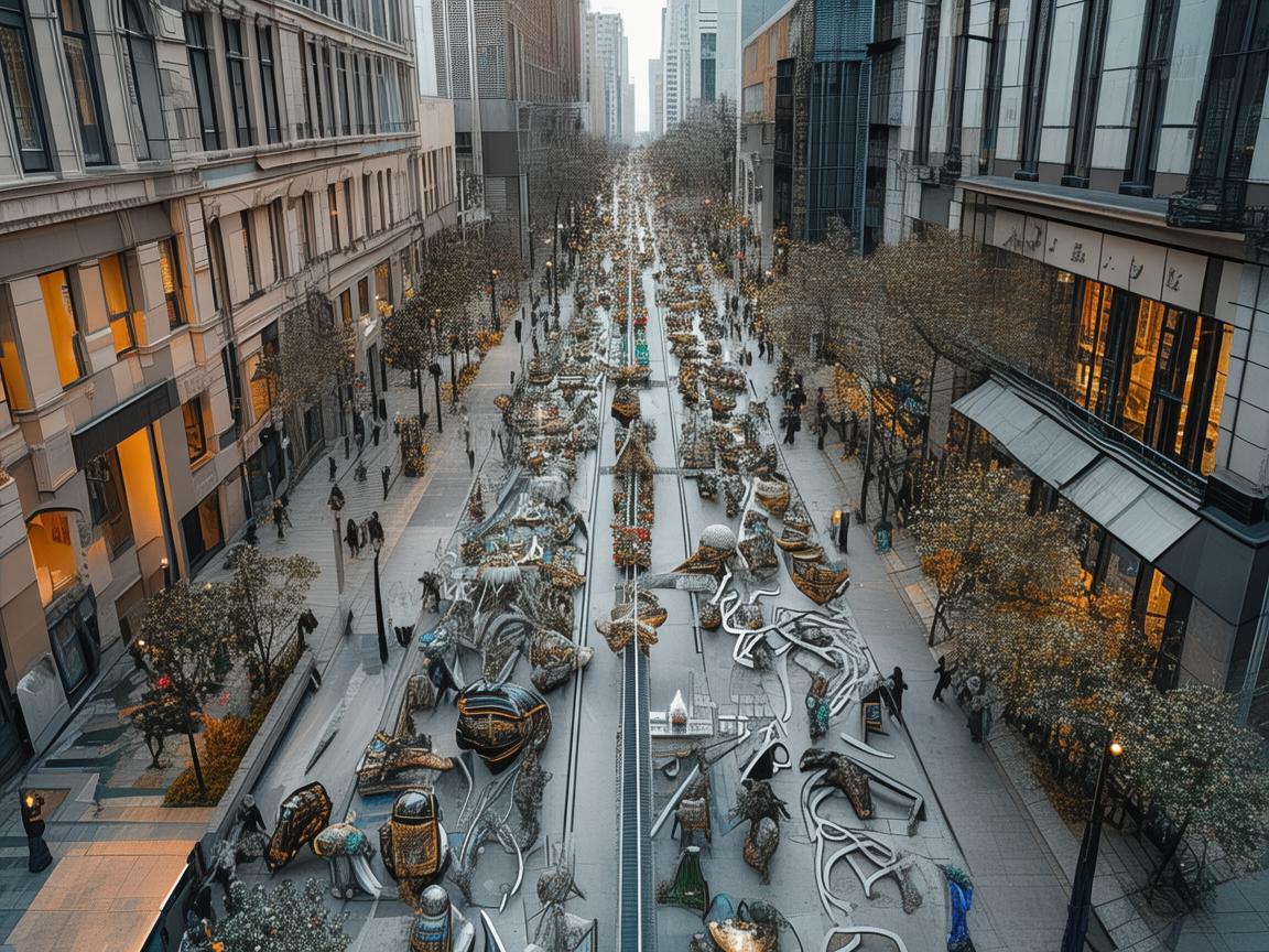 步行街雕塑，无人机视角下的城市美学新探索？