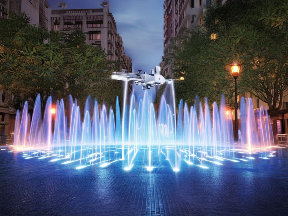 无人机助力步行街广场喷泉别样绽放 无人机助力步行街广场喷泉别样绽放